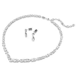 Mesmera set Mixed cuts, White, Rhodium plated