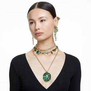 Gema necklace Mixed cuts, Green, Gold-tone plated