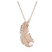 Load image into Gallery viewer, Nice pendant Feather, White, Rose gold-tone plated