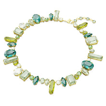 Load image into Gallery viewer, Gema necklace Mixed cuts, Green, Gold-tone plated