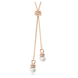 Originally Y pendant White, Rose gold-tone plated