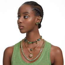 Load image into Gallery viewer, Gema necklace Mixed cuts, Green, Gold-tone plated