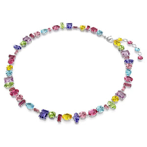 Gema necklace Mixed cuts, Multicolored, Rhodium plated