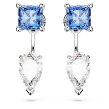 Load image into Gallery viewer, Mesmera earring jackets Mixed cuts, Detachable, Blue, Rhodium plated