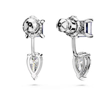 Load image into Gallery viewer, Mesmera earring jackets Mixed cuts, Detachable, Blue, Rhodium plated