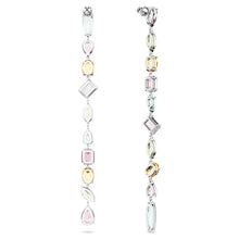 Load image into Gallery viewer, Gema drop earrings Asymmetrical design, Mixed cuts, Extra long, Multicolored, Rhodium plated