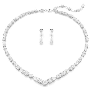 Mesmera set Mixed cuts, White, Rhodium plated