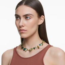 Load image into Gallery viewer, Gema necklace Mixed cuts, Green, Gold-tone plated