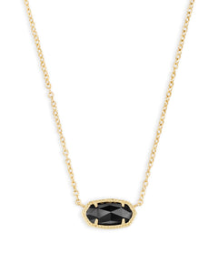 Elisa Gold Pendant Necklace in Black Opaque Glass