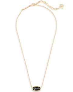 Elisa Gold Pendant Necklace in Black Opaque Glass