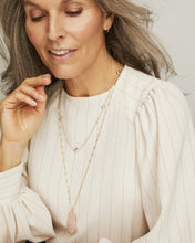 Load image into Gallery viewer, Faceted Reid Gold Long Pendant Necklace in Ivory Mother Of Pearl