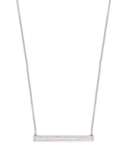 Kelsey Silver Pendant Necklace in White Kyocera Opal