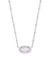 Load image into Gallery viewer, Elisa Satellite Silver Short Pendant Necklace In White Kyocera Opal