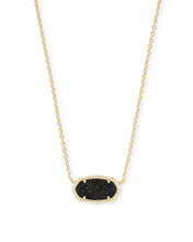 Load image into Gallery viewer, Elisa Gold Pendant Necklace in Black Drusy