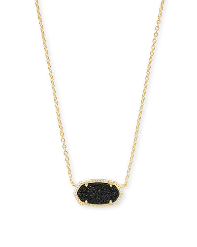 Elisa Gold Pendant Necklace in Black Drusy