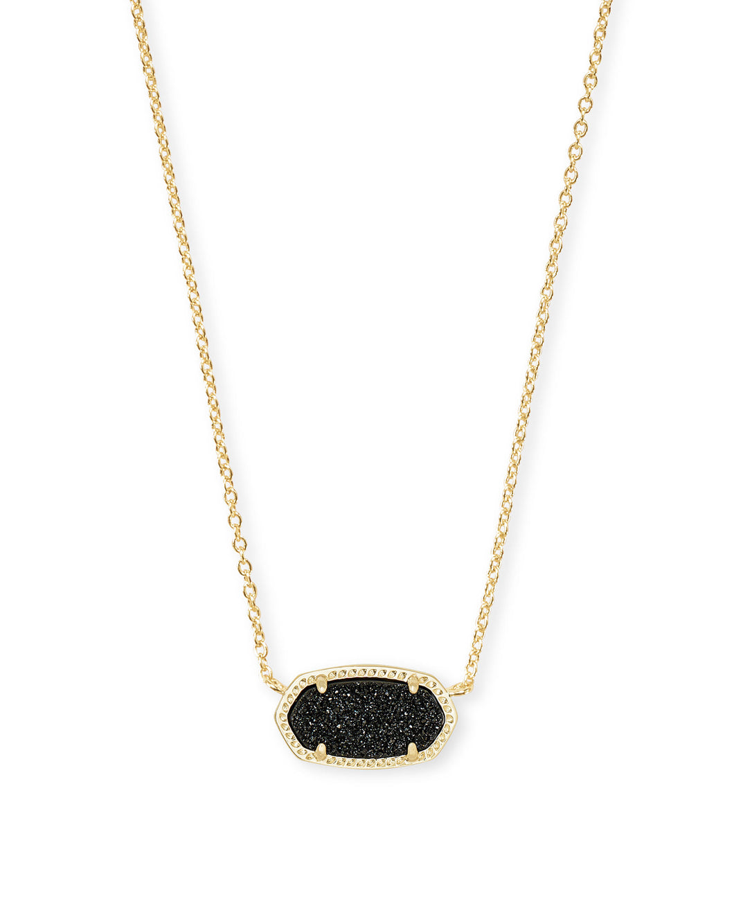 Elisa Gold Pendant Necklace in Black Drusy