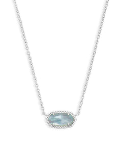 Elisa Silver Pendant Necklace In Light Blue Illusion