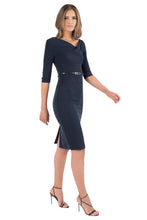 Load image into Gallery viewer, Black Halo 3/4 Sleeve Jackie O Dress - Eclipse