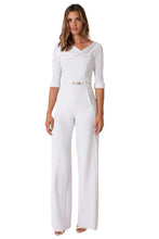 Load image into Gallery viewer, Black Halo 3/4 Sleeve Jackie O Jumpsuit  - White