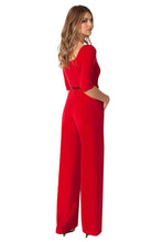 Load image into Gallery viewer, Black Halo 3/4 Sleeve Jackie O Jumpsuit  - Red