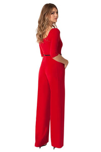 Black Halo 3/4 Sleeve Jackie O Jumpsuit  - Red