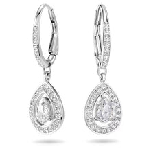 Load image into Gallery viewer, Angelic drop earrings Pear cut, White, Rhodium plated