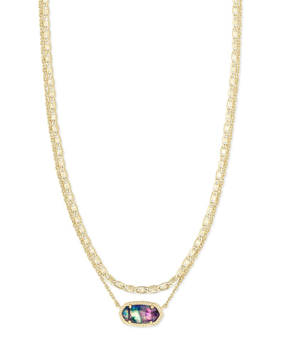 Elisa Gold Multi Strand Necklace in Lilac Abalone