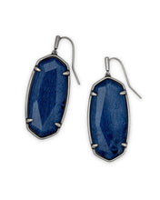 Load image into Gallery viewer, Faceted Elle Vintage Silver Drop Earrings in Navy Wood