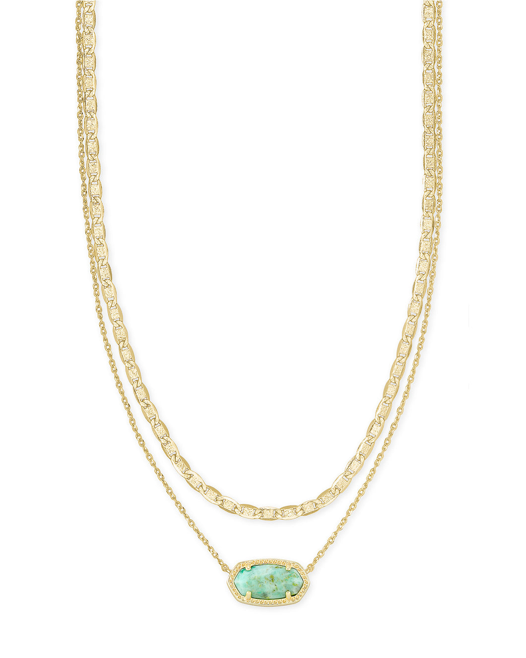 Elisa Gold Multi Strand Necklace in Sea Green Chrysocolla