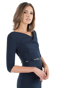 Black Halo 3/4 Sleeve Jackie O Dress - Eclipse