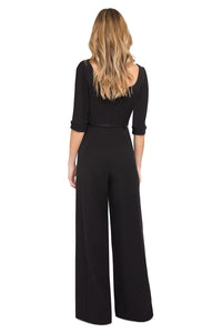 Black Halo 3/4 Sleeve Jackie O Jumpsuit  - Black