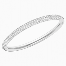 Load image into Gallery viewer, STONE BANGLE, WHITE, RHODIUM PLATED