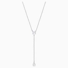 Load image into Gallery viewer, ATTRACT Y NECKLACE, WHITE, RHODIUM PLATED