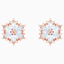 Load image into Gallery viewer, Magic Pierced Earrings, White, Rose-gold tone plated