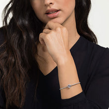 Load image into Gallery viewer, SWAROVSKI SPARKLING DANCE BANGLE, BLUE, RHODIUM PLATED