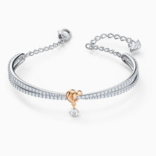 Load image into Gallery viewer, LIFELONG HEART BANGLE, WHITE, MIXED METAL FINISH