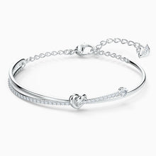 Load image into Gallery viewer, LIFELONG HEART BANGLE, WHITE, RHODIUM PLATED