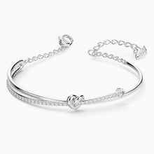 Load image into Gallery viewer, LIFELONG HEART BANGLE, WHITE, RHODIUM PLATED