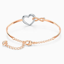 Load image into Gallery viewer, SWAROVSKI INFINITY HEART BANGLE, WHITE, MIXED METAL FINISH