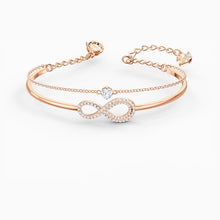 Load image into Gallery viewer, SWAROVSKI INFINITY BANGLE, WHITE, ROSE-GOLD TONE PLATED