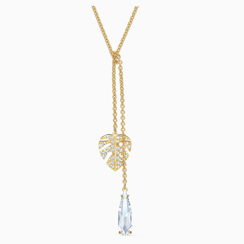 TROPICAL NECKLACE, WHITE, GOLD-TONE PLATED