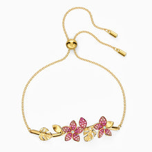 Load image into Gallery viewer, TROPICAL FLOWER BANGLE, PINK, GOLD-TONE PLATED