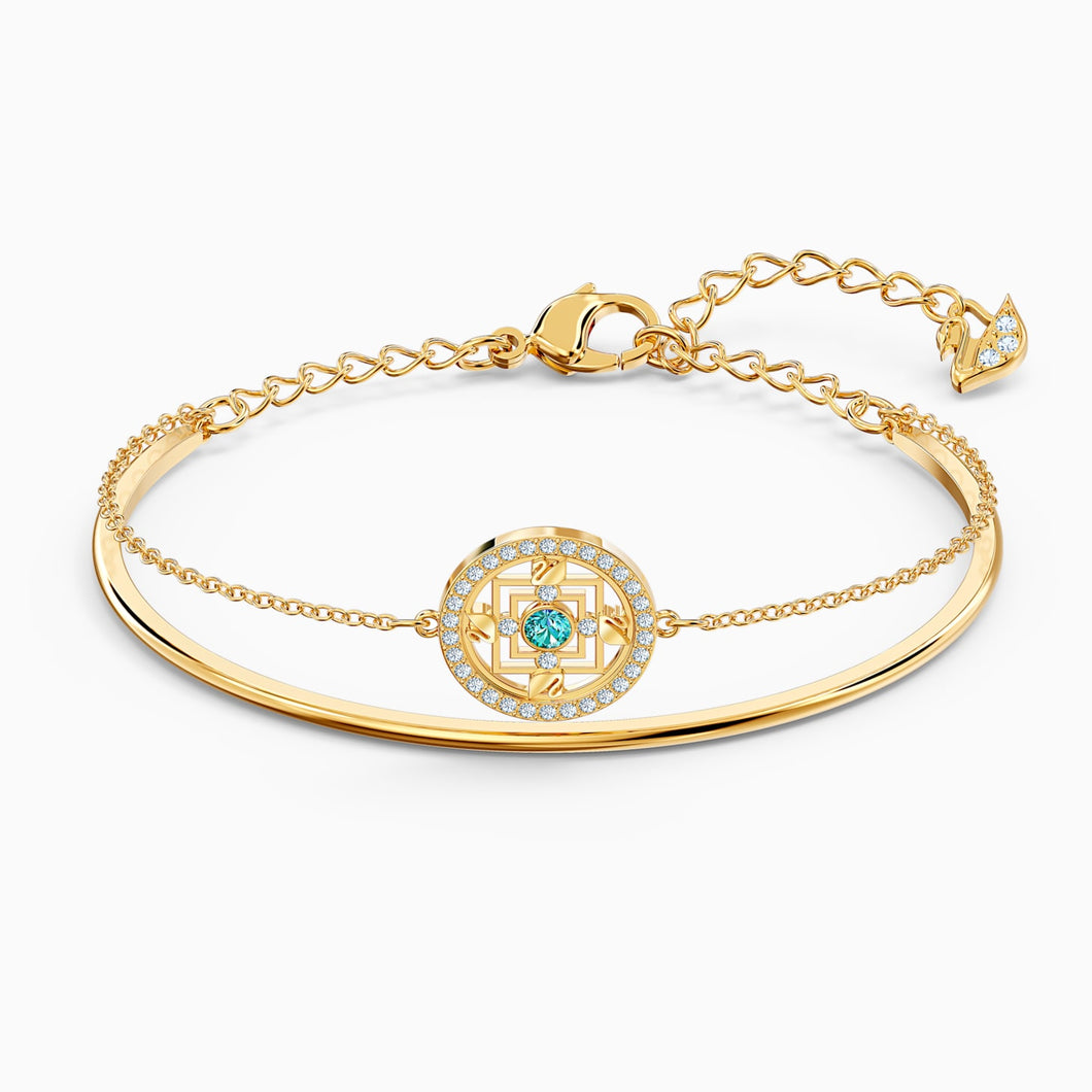 SWAROVSKI SYMBOLIC MANDALA BANGLE, GREEN, GOLD-TONE PLATED