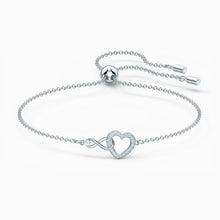 Load image into Gallery viewer, SWAROVSKI INFINITY HEART BRACELET, WHITE, RHODIUM PLATED