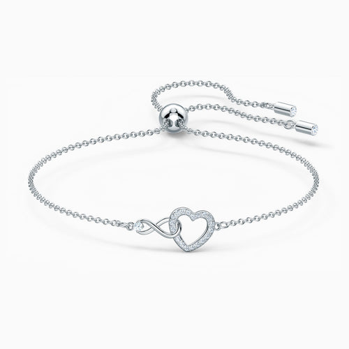 SWAROVSKI INFINITY HEART BRACELET, WHITE, RHODIUM PLATED