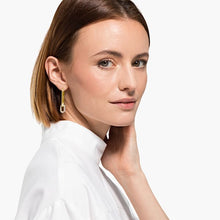 Load image into Gallery viewer, TIME HOOP PIERCED EARRINGS, WHITE, MIXED METAL FINISH
