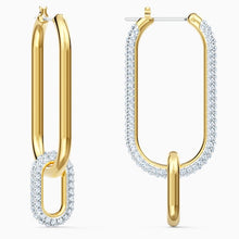 Load image into Gallery viewer, TIME HOOP PIERCED EARRINGS, WHITE, MIXED METAL FINISH