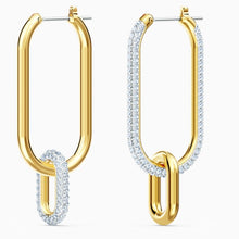 Load image into Gallery viewer, TIME HOOP PIERCED EARRINGS, WHITE, MIXED METAL FINISH