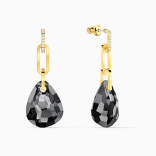 Load image into Gallery viewer, T BAR PIERCED EARRINGS, MEDIUM, GRAY, GOLD-TONE PLATED