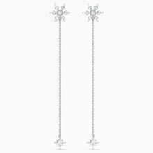 Load image into Gallery viewer, MAGIC CHAIN PIERCED EARRINGS, WHITE, RHODIUM PLATED
